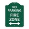 Signmission No Parking Fire Zone W/ Bidirectional Arrow, Green & White Aluminum Sign, 18" x 24", GW-1824-23619 A-DES-GW-1824-23619 - alternate 1